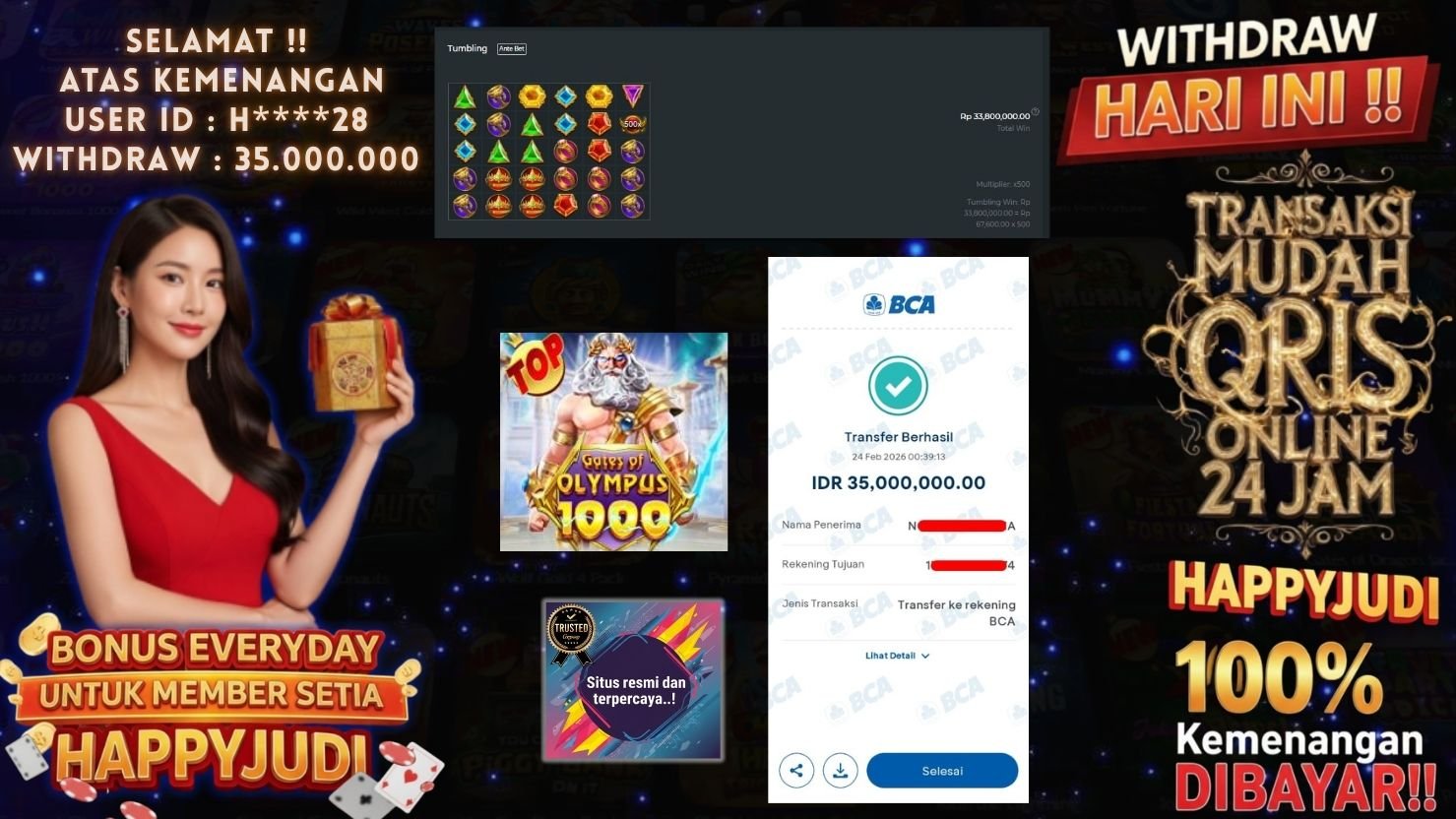 HAPPYJUDI JACKPOT SLOT GATES OF OLYMPUS 1000
